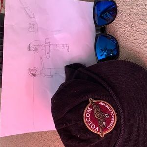 Skater art work glasses and hat cnmbo
